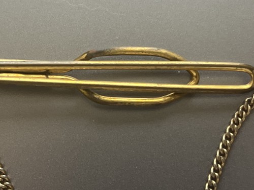 Vintage Hickok BPOE Elks Gold Tone Tie Clasp Bar with Chain - Picture 3 of 5