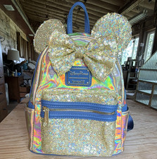 Disney Parks x Loungefly Minnie Mouse Ear Bow Mini Backpack Holographic Sequin