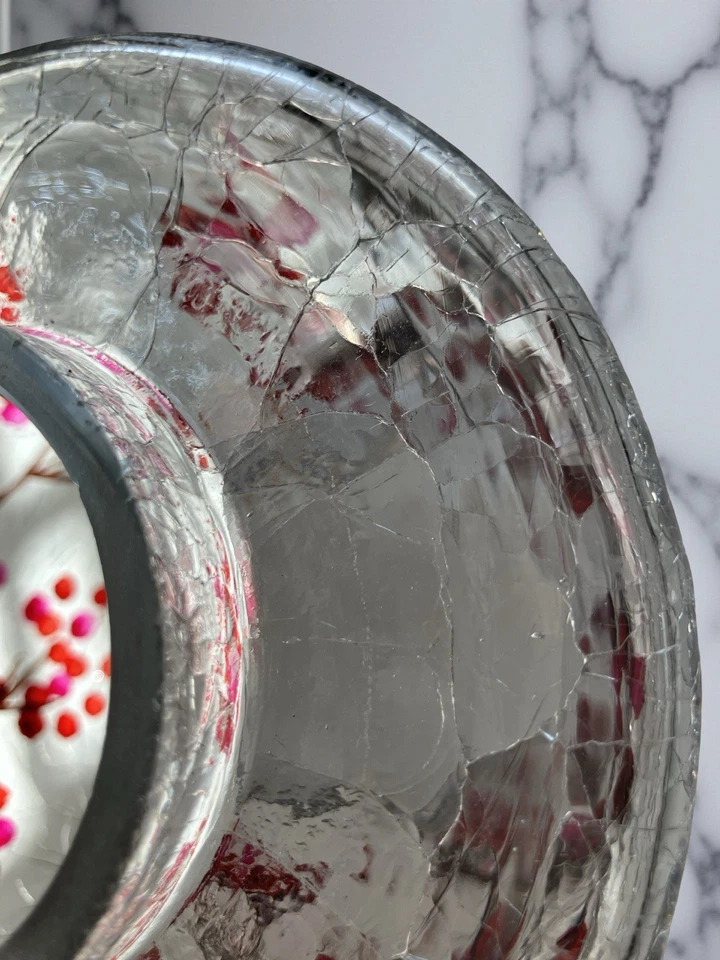 Tarro de vidrio craquelado adorno de velas sombra diseño de rama de bayas de invierno *Nota Foto 4 de 4