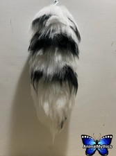 Black and White Therian Brushed Yarn Tail 14in long