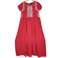 Ateesa by Pankaj & Nidhi Pink Cottagecore Maxi Dress XL Pastel Embroidered Fairy