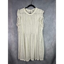 Madewell White Eyelet Ruffle Sleeveless Dress XXL Extra Extra Large Cotton