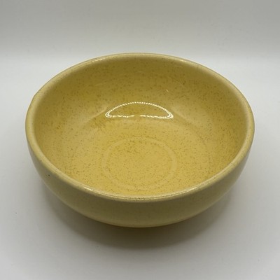 McCoy Speckled Yellow Ceramic Art Pottery Bowl Round Glossy Impressed Backstamp