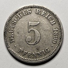 1899 D Germany 5 Five Pfennig - German Empire Coin - Copper Nickel - World Coin 