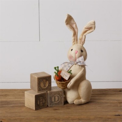 Primitive Bunny Rabbit Carrots for Sale Easter Decor Folk Art 10''