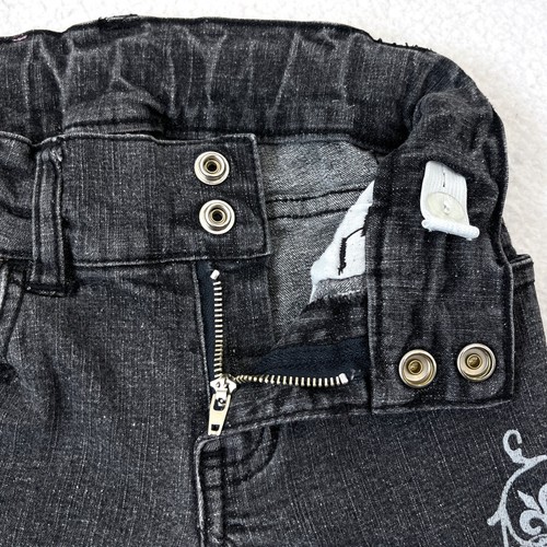 Harley Davidson Pants Girls 5 Black Jeans Denim Embroidered Bootcut Kids 20x17 - Picture 5 of 9
