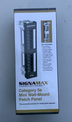 Signamax Wallmount Mini CAT 5e Panel With 89D Bracket T568A/B