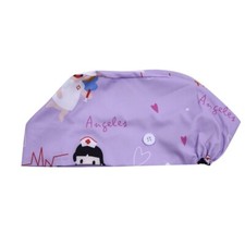 New Surgical Cap with Buttons Cotton Girl Print Bouffant Nurse Hat NEW