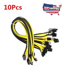 10Pcs/Pack 20" PCIE 6 pin Male to Dual 8 Pin 6 2P Male PCI-Express Cable 18AWG