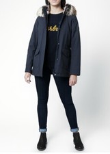 Barbour Bournemouth Navy Waterproof Padded Hooded Jacket Coat Uk14 Eu40 Us10