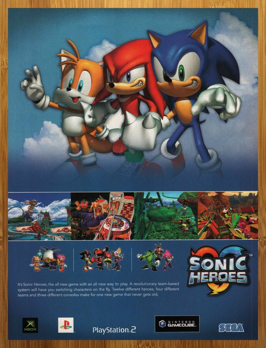 2003 Sonic Heroes PS2 Xbox Gamecube Print Ad/Poster Authentic