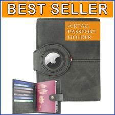 Stylish Leather Passport Wallet with AirTag Holder - Perfect Gift for Travelers