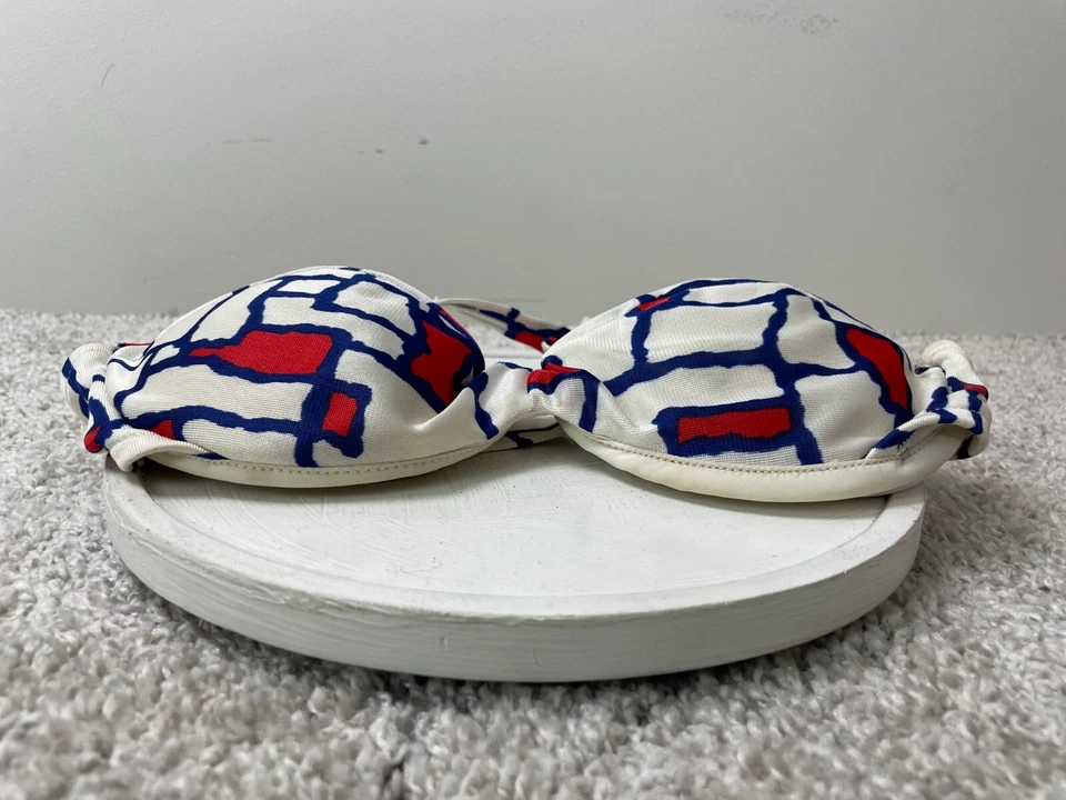 Sujetador vintage Bestform para mujer 34B correa ajustable EE. UU. estampado geométrico blanco Foto 2 de 4