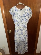 Lily Rose Womens White Blue Floral Maxi Hi Low Dress Size Small
