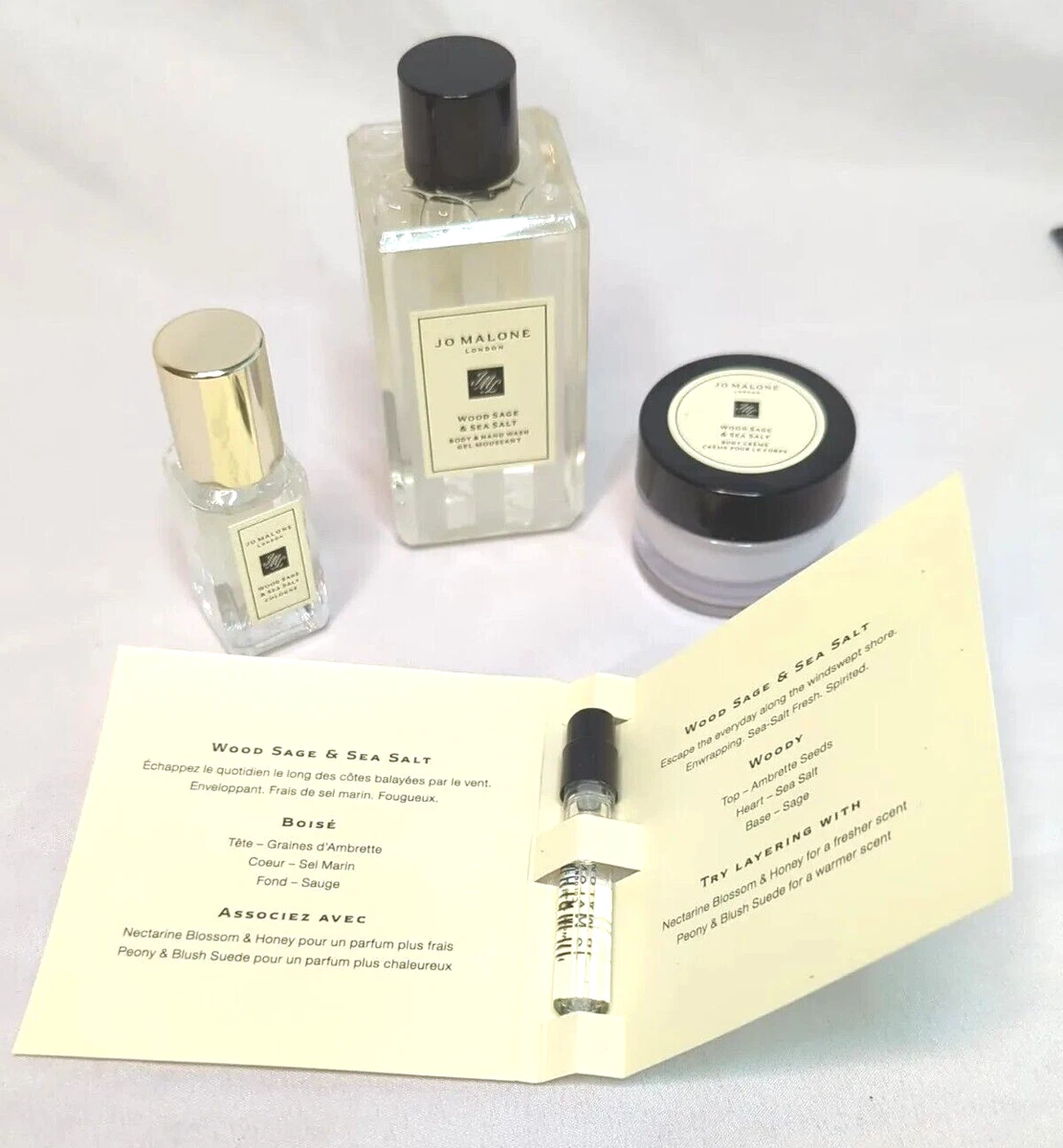 Jo Malone 4 Pc Set Body Cream Cologne Body Hand gel Wood Sage