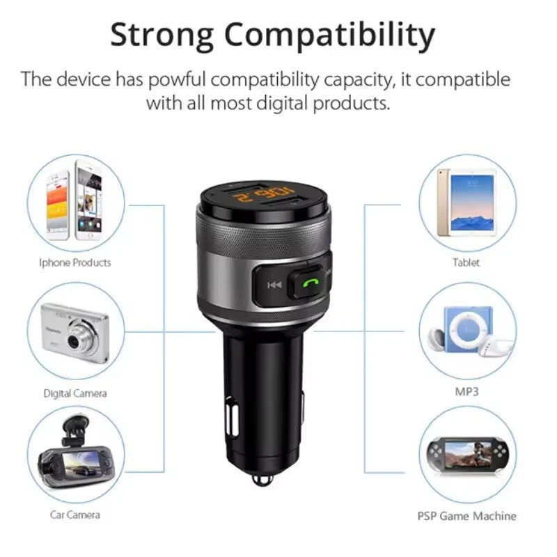 FM Transmitter Bluetooth 5.0 Radio USB KFZ Auto Ladegerät Zigarettenanzünder PKW - Bild 4 von 4