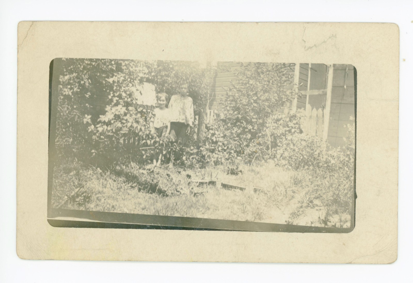 Boys Playing in Garden RPPC Amsterdam NY Antique Photo—Montgomery