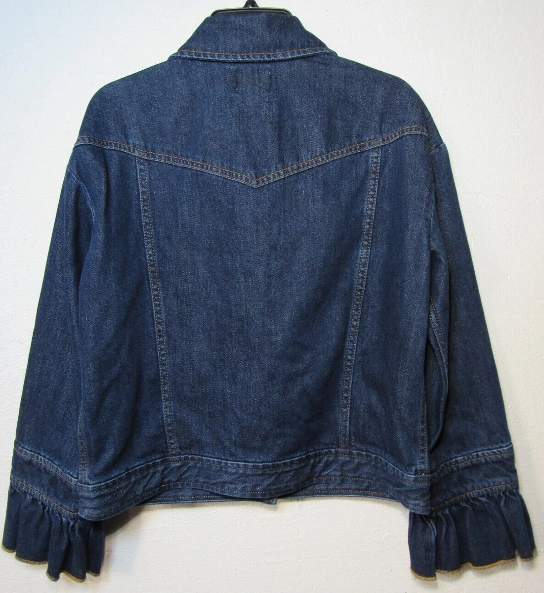 Madewell x Karen Walker Blue Jean Jacket Denim With Ruffled Cuffs