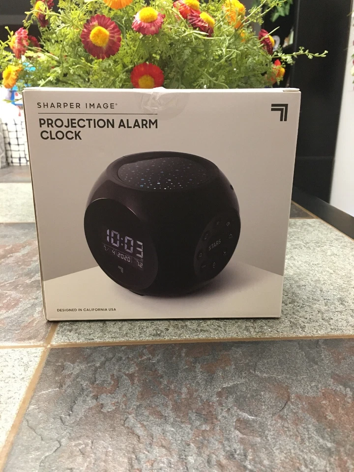 SHARPER PROJECTION ALARM CLOCK NIB NATURE SOUNDS MULTIPLE SOUNDS TIME DATE TEMP - Image 2 of 4