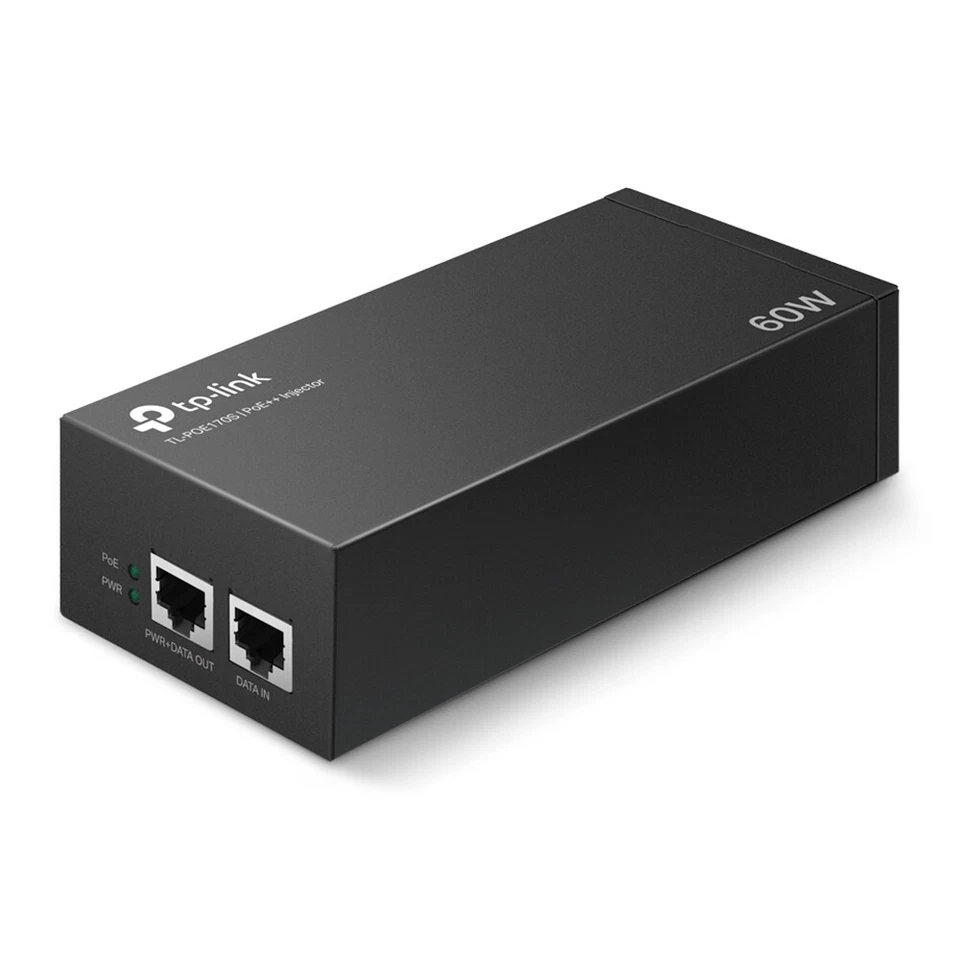 TP-Link TL-POE170S PoE++ Injektor 60W 2 Gigabit-Ports 802.3af/at/bt Wandmontage 
