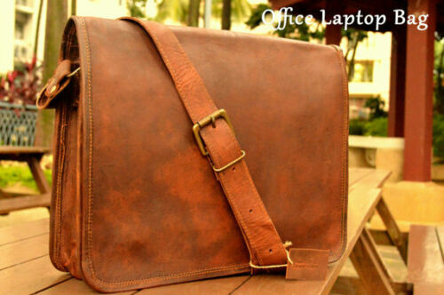 Men's Leather Shoulder Bag Briefcase Messenger Push Lock Laptop Satchel Genuine