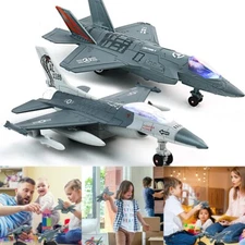 2Pack Diecast Airplane for Boys w/ Sound & Light Fighter Jet Plane Model F35&F16