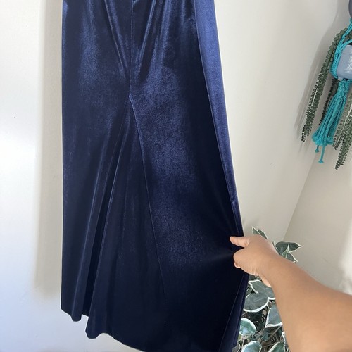 Abito vintage tubino pulse maxi abito velluto stravagante M blu navy perline ballo - Foto 6 di 15
