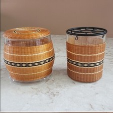 Vintage Boho Natural Woven Rattan Toothbrush Holder And Bathroom Storage Jar