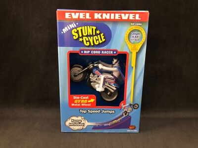 Evel Knievel Mini Stunt Cycle Rip Cord Racer with Gyro Wheel and