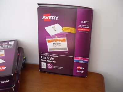 Avery 74461  -2 100 Clip Style Name Badge Kit 2.25 x 3.5'' YOU GET 2 PACKS = 200