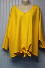 Ruby Rd. Woman bright yellow stretch v neck 3/4 dolman sleeve pullover top 3X