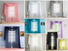 New 216" Long Sheer  Valance Window Scarf- Standard and Extra Large - All Colors