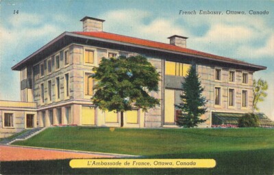 Postcard French Embassy Ottawa Ontario Canada