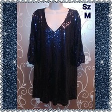 New Womens Blue Sparkly Sequin Formal Cocktail Dress Size M
