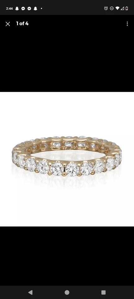 Prong Set Round Cut Lab Grown Diamond Eternity Band Ring 14K Yellow Gold 1.40Ctw - Image 3 of 3