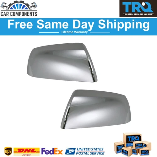 TRQ Chrome Side View Mirror Caps Covers Set for Toyota Sequoia Tundra Truck