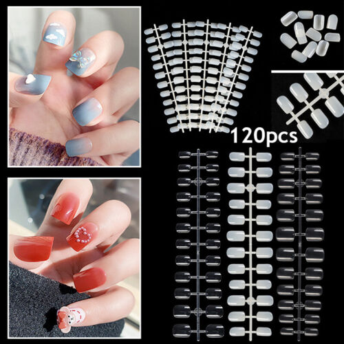 Natural Short Square Nails Nails Extension Nail Tips 120PCS/Bag Transparent  | eBay
