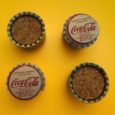 6- Coca Cola Cork Soda Pop 6 ounce Bottle Caps Bay City MI La Salle Bottling vtg