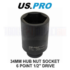 US PRO Tools 34mm 1/2" dr 6 Point Deep Hub Nut Socket, Gearbox etc 3489