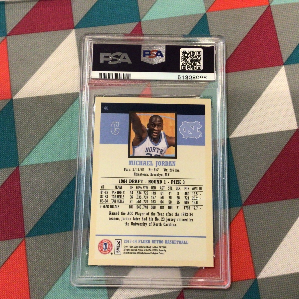 2013-14 Fleer Retro MICHAEL JORDAN #40 Tarheels Bulls PSA 10