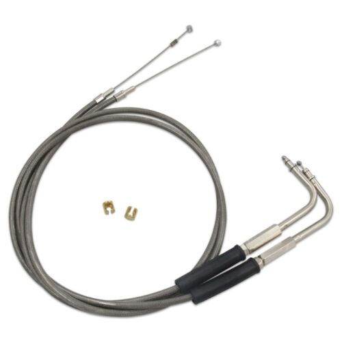 Motorcycle 42 Throttle and Idle Cable Set with 90?? Elbow Fitting for FLST FLT - Picture 3 of 8