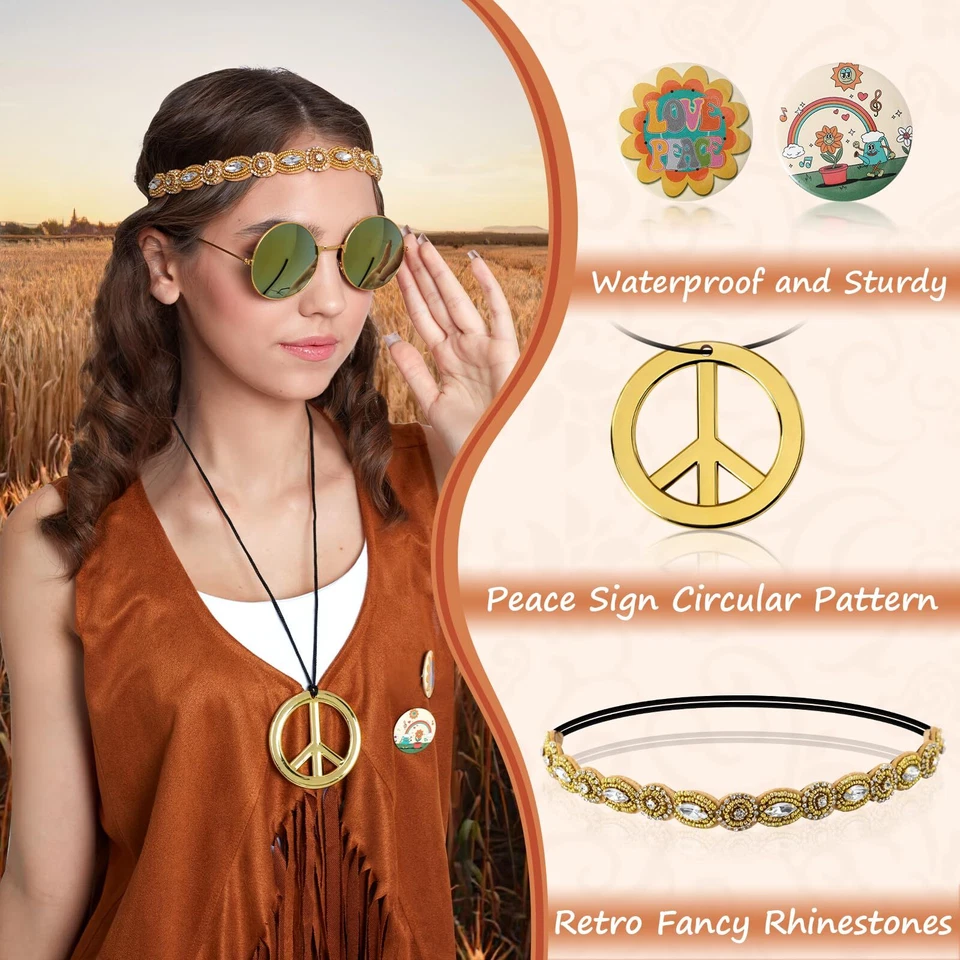 Roupas femininas hippie anos 60 anos 70 conjunto de roupas fantasia anos 70 tops femininos F... - Imagem 4 de 4