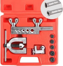 Double & Single Flaring Tool Kit for Brake Line and Brass Tubing Tool with Extra