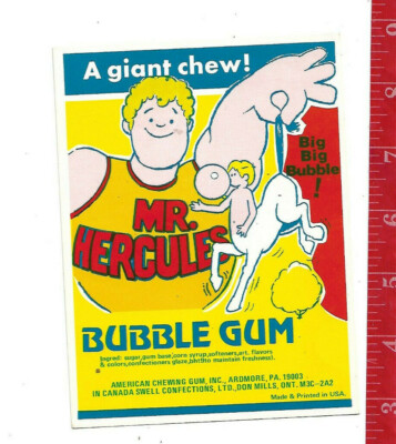 Vintage vending machine display Mr. Hercules bubble gum card