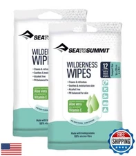 Sea to Summit Wilderness Wipes Rinse-Free Body Wipes, 2-Pack (12 Wipes per Pa