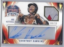 COURTNEY HAWKINS 2015 PANINI BASEBALL STARS & STRIPES MAJESTIC PATCH AUTO #d /10