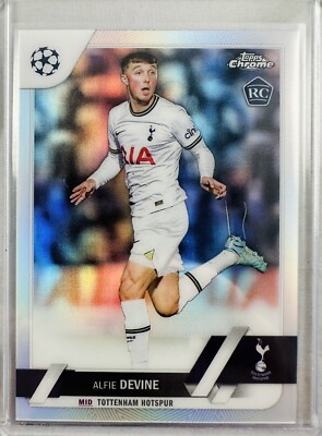 Alfie Devine 2022-23 Topps Chrome UEFA UCC Silver Refractor RC Rookie Tottenham