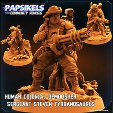 Sergeant Steven Tyrannosaurus - Sci-Fi 3D Printed Resin Miniature by PAPSIKELS