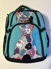 High Sierra Backpack Teal Blue Floral School Bag Camping Hiking Travel