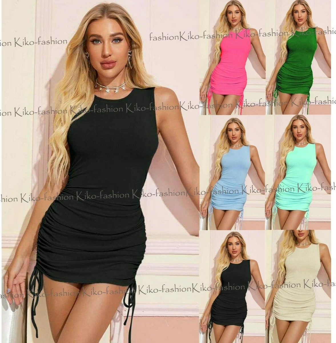Ruched string clearance dress